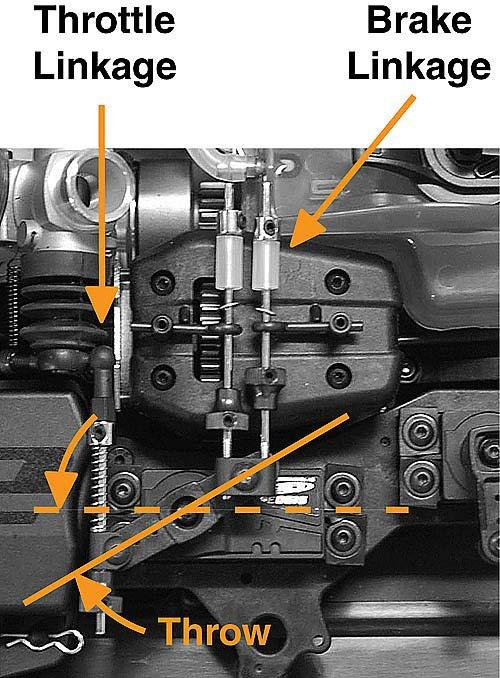 EPA/ATV/End Point Adjustment, throttle/brake lower percentage shorter throw higher percentage longer throw The throttle/brake servo on nitro vehicles has a maximum throw to its travel left and right.