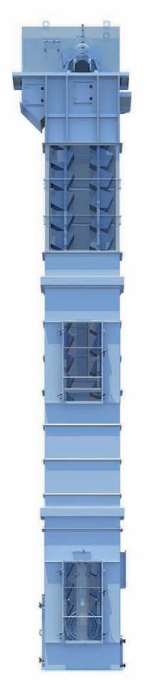 Rexnord Super Capacity Elevator Features 5 3 4 1. Two strands of Rexnord all steel precision roller type chain for end hung buckets 2. Rexnord style Super Capacity welded steel hi-load buckets 7 8 3.