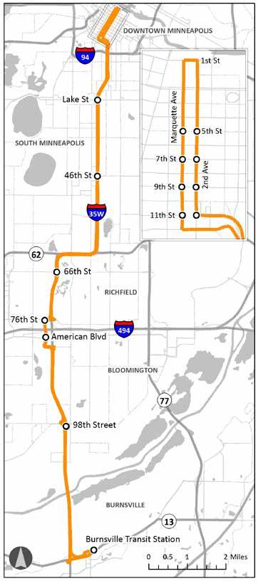 1 Background METRO Orange Line is a planned bus rapid transit (BRT) line between Minneapolis, Richfield, Bloomington, and Burnsville.