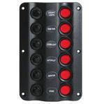 Includes cigarette lighter socket, voltmeter and automatic fuses. Suitable voltage : 12VDC 1363-3 L190 x W133 WATERPROOF SWITCH PANELS With rubber caps and fuses 10 Amp.