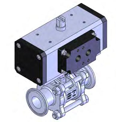 36PO Series Stainless steel 2-way full port ball valve with double acting pneumatic actuator (Quick lamp end connections and cavity filler seats, actuators are sized for 300 PS pressure differential)