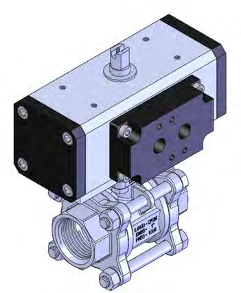 36_RXO Series Stainless steel 2-way full port ball valve with double acting pneumatic actuator (Threaded ends (36N) or socket weld ends (36S), actuators are sized for 300 PS pressure differential)