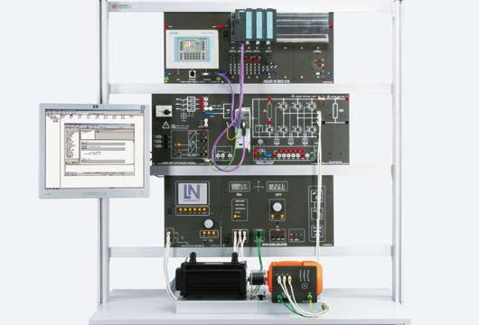 Industrial Drives PLC controlled Drive Systems Link between drive and automation engineering This training system features project planning and programming of the PLC unit and the operator panel.