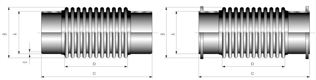 Technical specifications Material Bellow 2 layers of Stainless steel 1.4541 (321) Weld ends/flanges S235 JR G2, other materials on request Max. allowable gas temperature 550 Design pressure 0.