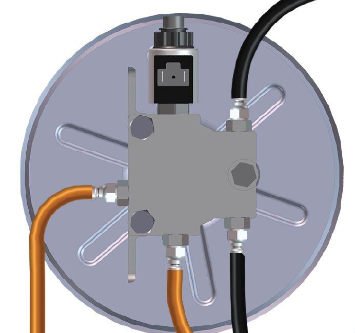 5. Connect the retract hose to the retract (UP) side of the power unit, and then to the JIC fitting on the retract valve block closest to the power unit, (Fig.20J). 6.