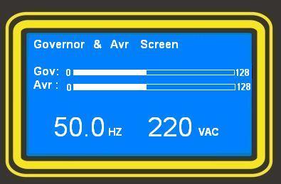 Governor and AVR Adjust Screen A special screen is designed for the manual control of governor and AVR outputs in MANUAL mode of operation.