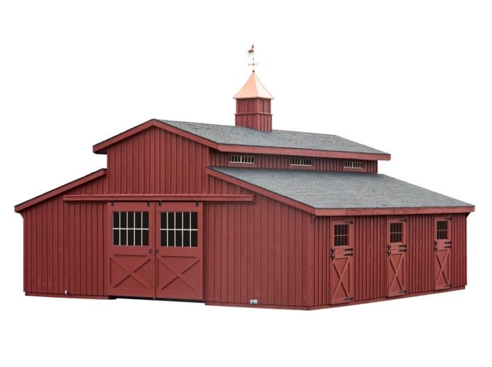 Lancaster Barn Does not include delivery, on site labor, concrete footings or excavation Standard Features on Lancaster Barn ( No Loft) White Pine Board & Batten Siding & 2 Sliding Doors per end of
