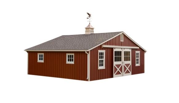 Trailside Barn Does not include delivery, on site labor, concrete footings or excavation Standard Features on Trailside Barn Job Specific Blueprints Included White Pine Board & Batten Siding OSB Roof