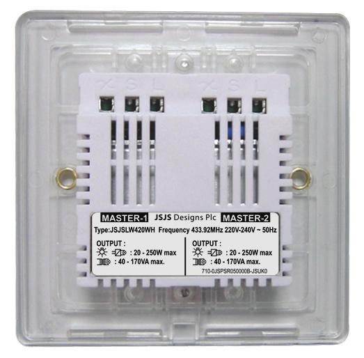 Installation Live in Switched live (live out) Screw mounting hole 2-Way switching connection IMPORTANT: If