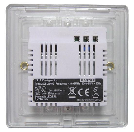 Installation Installation Live in Switched live (live out) Screw Mounting holes 2-Way Switching Connection NOTE: it is important to install this product in accordance with the