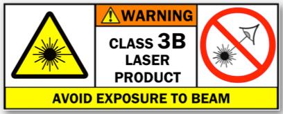Class 3B Laser radiation when open. 3B lasers are hazardous for eye exposure. Do not dismantle or modify unit.