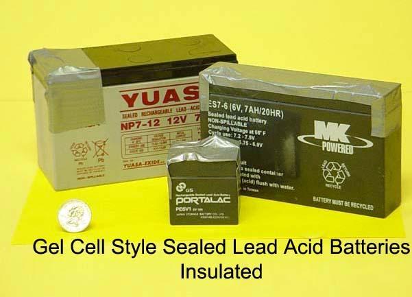 The battery name (sealed lead-acid) is derived from the design characteristics that include a sealed maintenance free container.