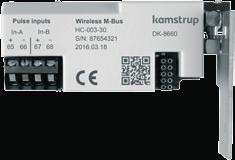 9.7 M-Bus + pulse outputs, type HC-003-21 M-Bus module with primary, secondary and enhanced secondary addressing.