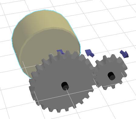 Task 1: simple gear train Using the mechanical components within Yenka build a simple gear train, similar to the ones shown below, where the driven gear will rotate at twice the speed of the driver