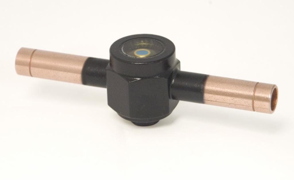 System Protectors Sight Glass Moisture Indicators Key Features and Benefits: Available in sweat connections up to 2-1/8 and flare up to 5/8 Pre-cleaned solid copper extended ends permit installation