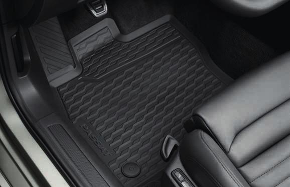 05 04 06 04 Volkswagen Genuine All-weather floor mats Keeping the footwell clean all year round: The perfectly fitting and durable floor mat set with Passat embossing on the front mats does not just