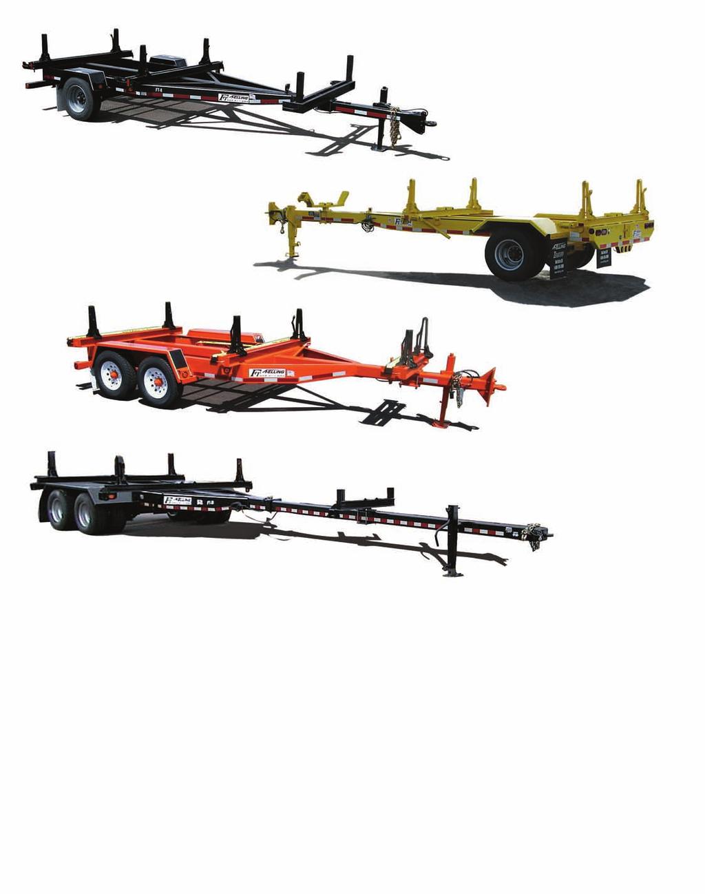 PT SERIES PT-8 SPT Shown on the left with optional pole cradle, adjustable pole stanchions, expanded metal in A-frame w/covers and wheel chocks w/storage. Haul poles from 45 to 50.