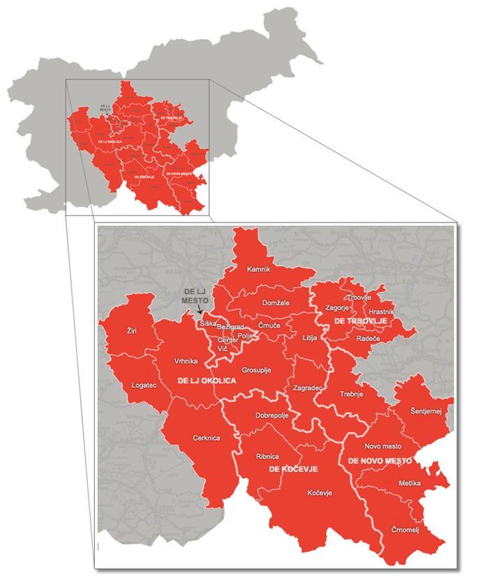 Territorial Organisation of Elektro Ljubljana Size: 6,166km 2 Number of