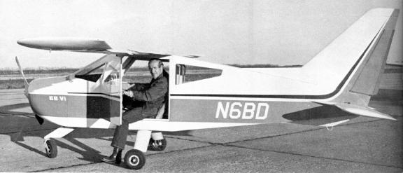 (Photo by Jim Bede) EAA President Paul Poberezny and the BD-6 which he flew on Monday, April 22, 1974 at Newton, Kansas. Flying The BD-VI By Paul H.
