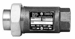Series 7 Dual Check Valves 7 Sizes: 2" 4" (2 2mm) 7C Sizes: 8" (0mm) Series 7 Dual Check Valves are designed for non-health hazard residential water system containment and continuous pressure