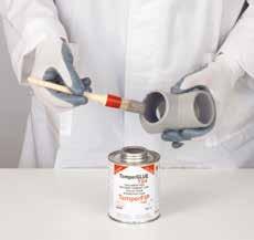 TemperFIP100 or Primer P70 also performs the important role of softening and preparing the surface to receive the solvent cement, an operation that enables a perfect joint to be obtained.