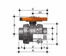 VXENC Easyfit 2-way ball valve with female ends, NPT thread R DN PN B C C 1 E H L Z g EPDM Code FPM Code 2 1/2 65 16 142 214 115 157 211 33.2 144.