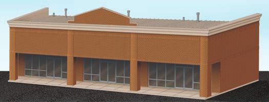 detailed brickwork, large glass windows & entry doors 933-4115 Modern Shopping Center 10-1/2 x 4-15/16 x 3-1/2" 26.6 x 12.5 x 8.8cm Design drawing shown. Colors and details may vary.