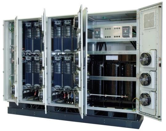 (rectifier and inverter) housed in 800mm x 800mm cabinets Multiple cabinets used to construct system based
