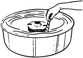 Lift the cone up with the ring of floss attached and rotate the cone to wrap the floss. DO NOT roll floss while the cone is inside the pan. This will pack the floss too tightly.