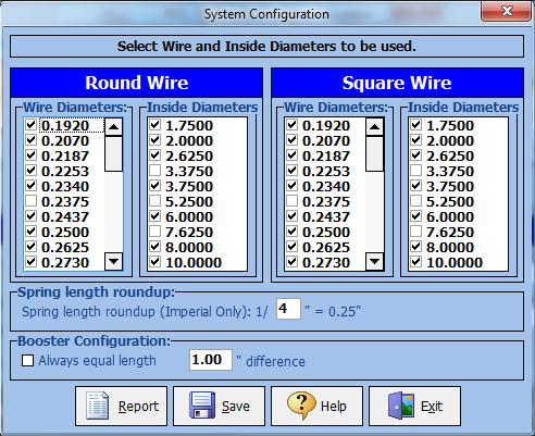 CHAPTER 3 MODIFY SYSTEM CONFIGURATION RDS will give you the choice to select wire sizes and inside diameters the program will use in its calculations. Select "System Configuration" from the main menu.