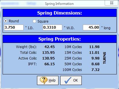 CHAPTER 6 SPRING INFORMATION Another feature of RDS is to provide the user detailed information about the torsion springs which you may find in a drum supplier's spring chart manual.