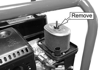Remove the wingnut that holds the air filter in position. 3. Remove the air filter element. 4.