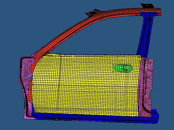 also carried out. Modelling: Model of car door was taken out from Vehicle body casing analysis library where all the geometry of automotive components are accessible.