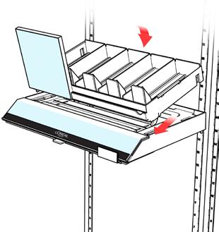 8. INSERT TRAY INSTALLATION Locate the following items in the cartons on the pallet: Insert Trays Space Saver Graphic Panels Shade Charts Shade Chips (where applicable) Carrier Tray Graphics 1