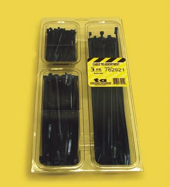 Dimensions: 7 1/4"W x 15"L x 2"H This handy assortment is available in 2 colours, with each containing: 200 4" cable ties 100 7.