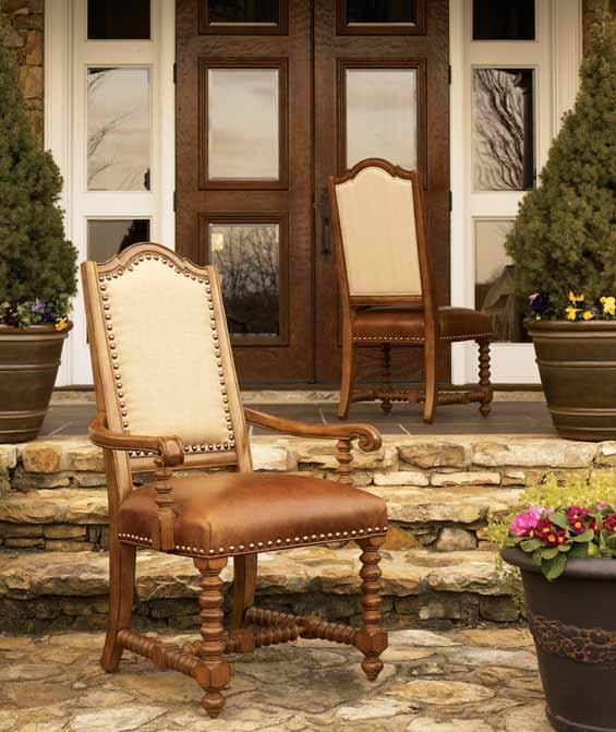 Leather seat with woven tapestry back LANSING ARM CHAIR 337-883-02 26 1 2W x 26D x 46H in.