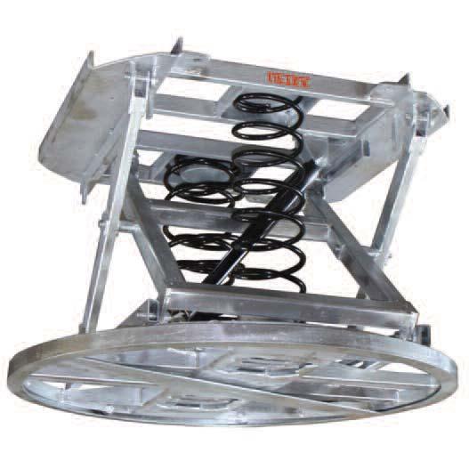 No ground fixing required Load Capacity: 2000kg Table Diameter: 1110mm Low Height: 230mm Max Height: 705mm Base Size: 915x935mm MATERIALS HANDLING