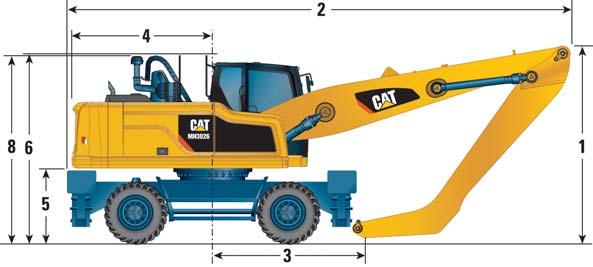 MH3026 Wheel Material Handler Specifications Dimensions With MH Undercarriage All dimensions are approximate. 24 MH Undercarriage 2.75 m (9'0") MH Undercarriage 2.