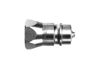 S71-4P ISO male tip with 1/2" female pipe thread. A poppet type check that incorporates a shielded retainer to eliminate flow-checking when used with connect-under-pressure type couplers.
