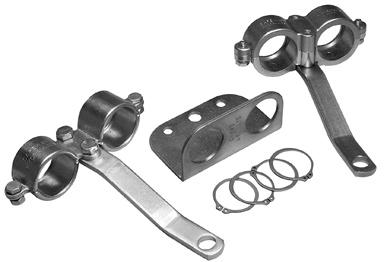 Double break-away clamps are available for 3/8" and 1/2" body size agricultural quick couplings.