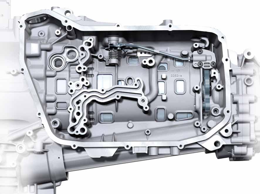 457_071 Hydraulic interfaces Brake B1 Lockup clutch closed from torque converter Brake B2 to torque converter Clutch C Clutch E Brake A Clutch D Intake to