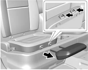 If removing the headrest to install a booster seat in the left rear seating position, store the headrest in the left rear seat storage area as shown.