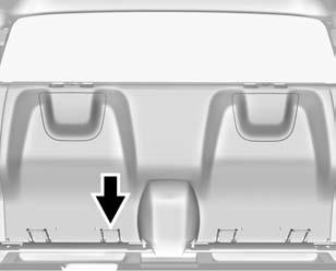 3-42 Seats and Restraints Extended Cab without Rear Seats The top tether anchor in an extended cab without rear seats is a metal wire on the lower inboard side of the cab wall directly behind the