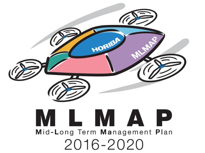 Symbol of MLMAP2020 ONE STEP AHEAD - To create a next stage of HORIBA - Step out of the existing business fields and pursue further expansion.