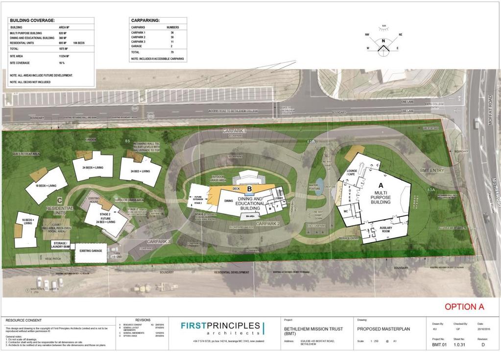 Site Plan As shown in Figure 2, the Bethlehem Missions Campus buildings will consist of student residential accommodation clusters to the west, a central kitchen/dining room and educational classroom