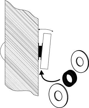 6. Depending on the type of door being protected, drill holes according to the diagrams below: Hollow Metal Door Reinforced Door Solid Core Door 5/8 (16mm) 5/16 (8mm) 1/4 (6.8mm) for M8x1.