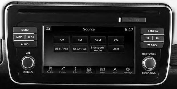 FIRST DRIVE FEATURES 5 6 7 8 9 4 0 3 2 FM/AM/SiriusXM SATELLITE RADIO WITH CD PLAYER (if so equipped) Touch the Audio key on the Launch Bar to display the current audio source.