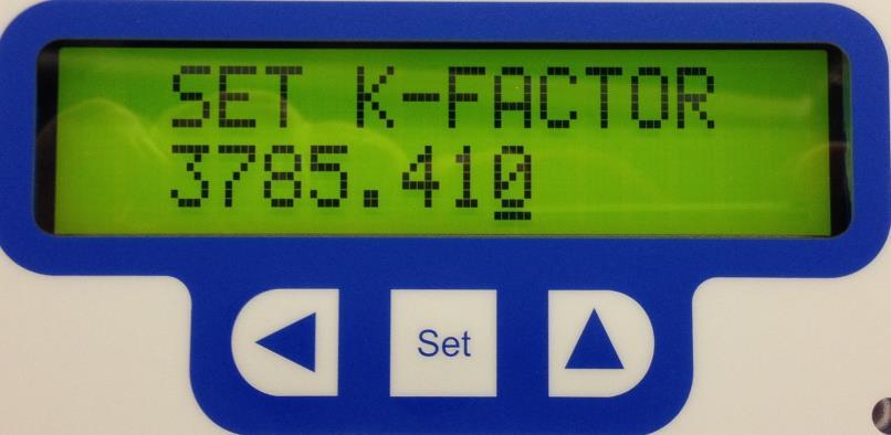 Use the SET button and the arrows on the FT520 display to set the decimal point for the display as shown