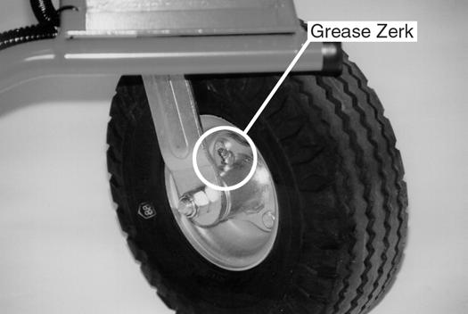 There is a grease zerk above the caster wheel (Figure 22).