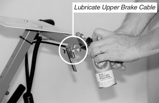 3. Lubricate the upper brake cable with FLUID FILM or similar lubricant (Figure 24). Figure 24 4.